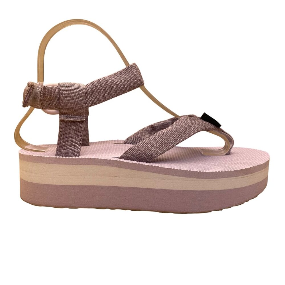 Teva Women’s Pink & White Adjustable Adhesive Straps  Platform Sandals Size 6